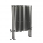 Hudson Reed Fin – High Gloss Silver Floor Mounted Double Panel Radiator 900mm x 570mm
