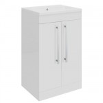 Ultra High Gloss White 500mm Compact 2 Door Floor Mounted Vanity Unit