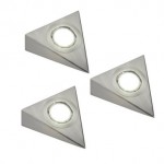 Biard&amp;#174; 3 x Stainless Steel Triangle LED Under Cabinet Bathroom Lights with Power Supply and Adapter