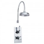Phoenix Twin Concealed Thermostatic Shower Valve With Traditional Fixed Head and Swan Neck Shower Arm