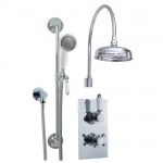 Phoenix Twin Concealed Thermostatic Shower Valve With Diverter Traditional Fixed Head and Slide Rail Kit