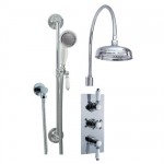 Phoenix Triple Concealed Thermostatic Shower Valve With Traditional Fixed Head and Slide Rail Kit