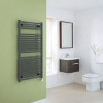Milano Brook Electric – Anthracite Flat Heated Towel Rail 1200mm x 600mm