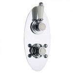 Milano Vico Twin Thermostatic Shower Valve – 1 Outlet Oval Plate