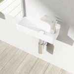 Wall Hung Compact Mini Cloakroom Ceramic Sink 380 x 140mm RH Tap| Brussel 3085L