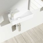 Wall Hung Or Countertop Compact Mini Cloakroom Ceramic Sink 380 x 140mm LH Tap| Brussel 3085R