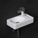 Mini Cloakroom Rectangle Ceramic Sink with Towel Rail Slot 395 x 215mm | Brussel 423