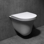 Rimless Wall Hung Toilet  D Shape WC  Pan With Soft Close Seat – Aachen 116