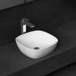 Small Counter Top Curved Square Ceramic Bathroom Sink 405 x 405mm | Brussel 337