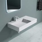 Counter Top & Wall Hung Stone Basin With Side Shelf 900 x 480mm | Colossum 12