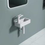 Small Cloakroom Basin|Wall Hung Compact Ceramic Bathroom Sink 370 x 180mm LH Tap|Brussel 3053R