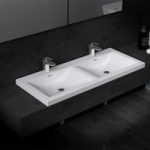 Semi Recessed Bathroom Stone Resin Double Basin 1200mm | Colossum 03