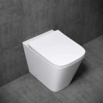 Open Rim Back To Wall Ceramic Square Toilet Pan With Slim Soft Close Seat | Aachen 3170