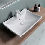 Curved Square Ceramic Counter Top Bathroom Basin 600 x 430mm | Brussel 709