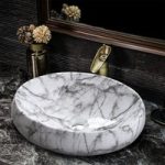 Oval Marble Countertop Basin Ceramic Vessel Sink 48x34cm