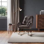 Leather/Velvet Upholstered Rocking Chair