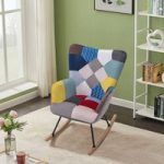 Patchwork Linen Upholstered Rocking Chair