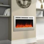 White Linear Electric Recessed Inset Fireplace with Overheat Protection