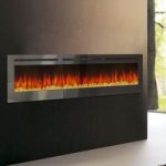 60 Inch Linear Electric Fireplace Recessed Fireplace in Black with 12 Flame Colour