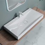 Counter Top Rectangular Stone Resin Basin  Concealed Waste | Colossum 810