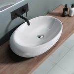 Counter Top Oval Ceramic Bathroom Wash Basin Shallow Fill 690 x 420mm | Brussel 488A