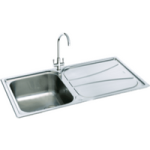 Carron Phoenix Zeta 90 Single Bowl Chrome Stainless Steel Kitchen Sink- Reversible Drainer