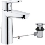 Grohe BauEdge Mono Basin Mixer Tap with Waste – Chrome