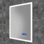 Rectangular Heated Bathroom Mirror with Lights Digital Display Shaver Socket & Bluetooth Speakers 500 x 700mm- HiB Globe