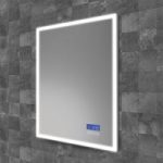 Rectangular Heated Bathroom Mirror with Lights Digital Display Shaver Socket & Bluetooth Speakers 600 x 800mm- HiB Globe