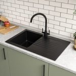 1 Bowl Black Composite Small Kitchen Sink with Reversible Drainer – Essence Amelia