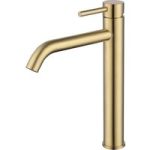 Brushed Brass Tall Mono Basin Mixer Tap – Arissa