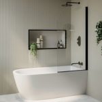 Freestanding Shower Bath Single Ended Right Hand Corner with Black Bath Screen 1650 x 800mm – Amaro