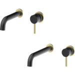 2 Tone Black and Brushed Brass Wall Mounted Basin and Bath Tap Pack – Arissa