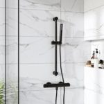 Black Thermostatic Pencil Bar Mixer Shower Set with Slide Rail Kit – Arissa