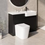 1100mm Black Right Hand Toilet and Sink Unit with Square Toilet and Black Fittings – Bali