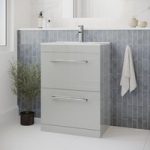 600mm Grey Freestanding  Drawer Vanity Unit with Basin and Chrome Handles – Ashford