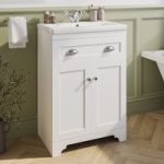 600mm White Freestanding Vanity Unit with Basin – Baxenden