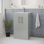 600mm Grey Freestanding Vanity Unit with Basin and Chrome Handles – Ashford