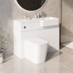 1100mm White Right Hand Toilet and Sink Unit with Square Toilet and Chrome Fittings – Bali