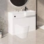 1100mm White Right Hand Toilet and Sink Unit with Black Fittings – Unit & Basin Only – Bali