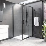 Black 8mm Glass Rectangular Sliding Shower Enclosure with Shower Tray 1000x800mm- Pavo