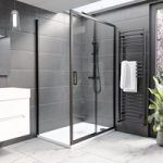 Black 8mm Glass Rectangular Sliding Shower Enclosure 1100x800mm – Pavo