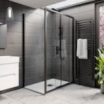 Black 8mm Glass Rectangular Sliding Shower Enclosure with Low Profile Shower Tray 1200x800mm – Pavo