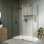 1400x900mm Black Walk In Shower Screen Enclosure with 300mm Hinged Flipper Panell and Shower Tray – Corvus