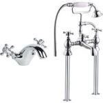 Chrome Freestanding Bath Shower Mixer and Basin Tap Set – Oxford