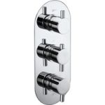 Chrome 2 Outlet Concealed Thermostatic Shower Valve with Triple Control – Flow