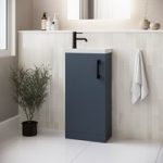 400mm Blue Cloakroom Freestanding Vanity Unit with Basin and Black Handle – Ashford