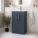 500mm Blue Freestanding Vanity Unit with Basin and Chrome Handle – Ashford