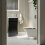 Wall Hung Toilet and Dark Grey Gloss Basin Vanity Unit Cloakroom Suite – Pendle