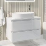 800mm White Wall Hung Countertop Vanity Unit with Basin – Pendle